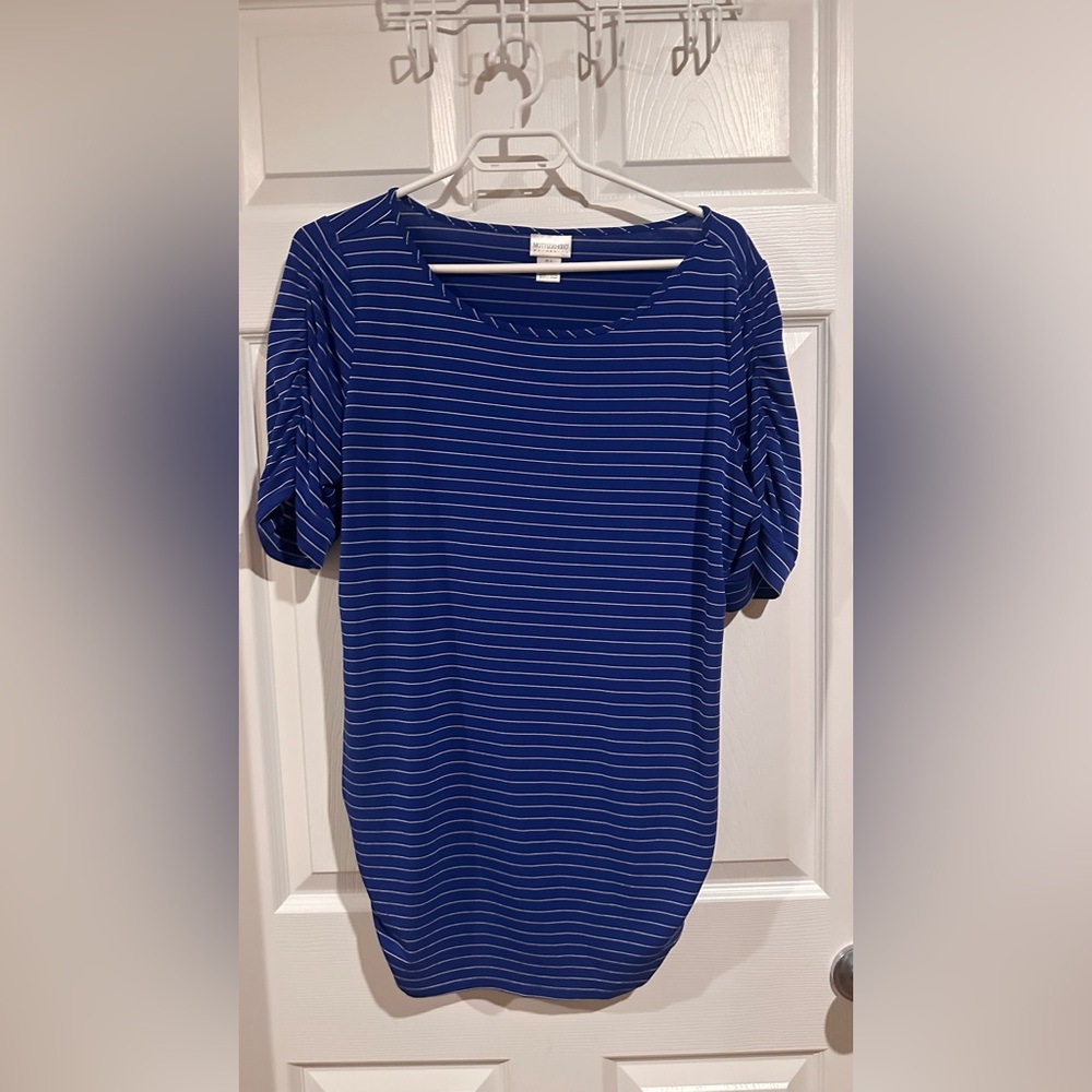 Motherhood Navy Striped Short Sleeve Top
